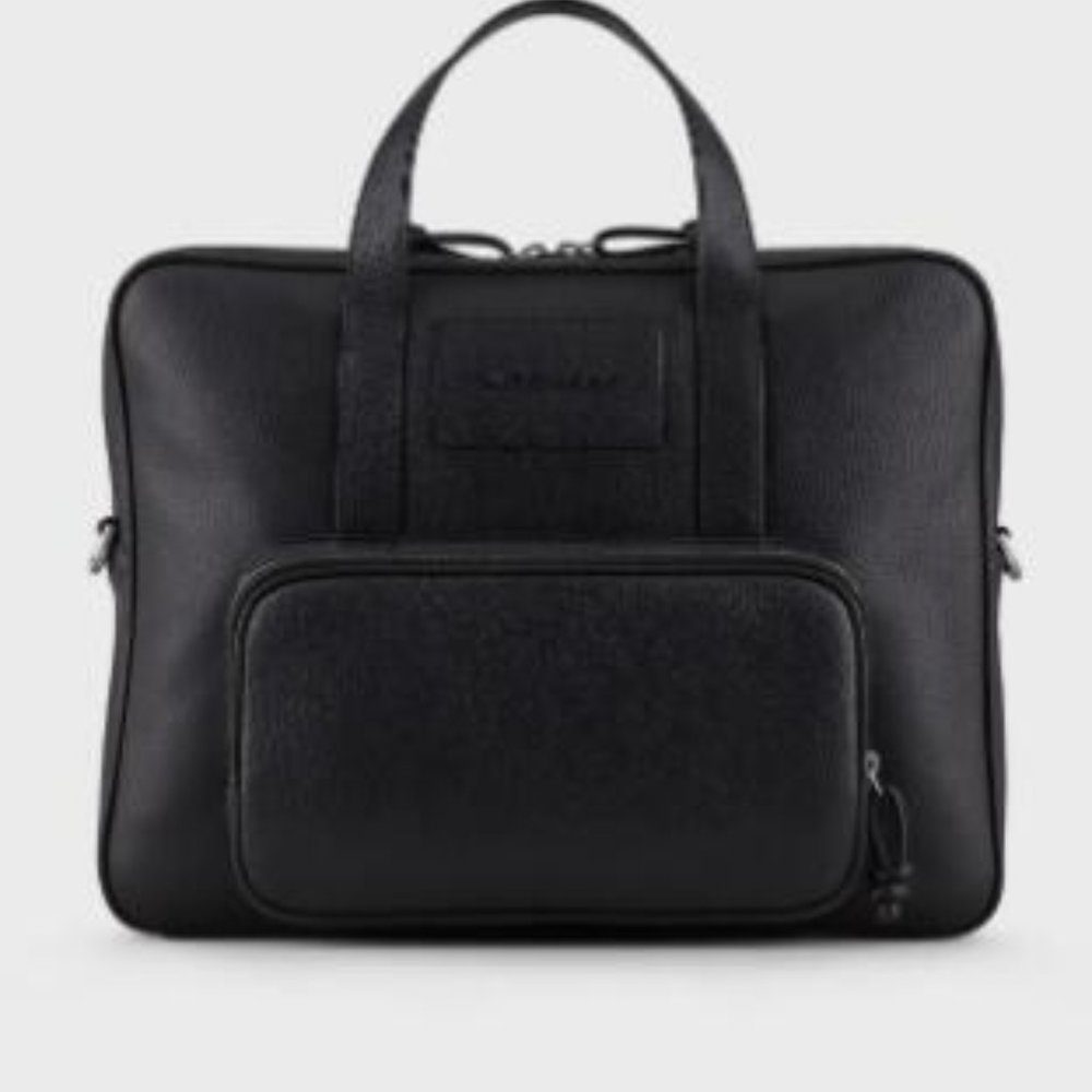 Classic logo cow leather briefcase